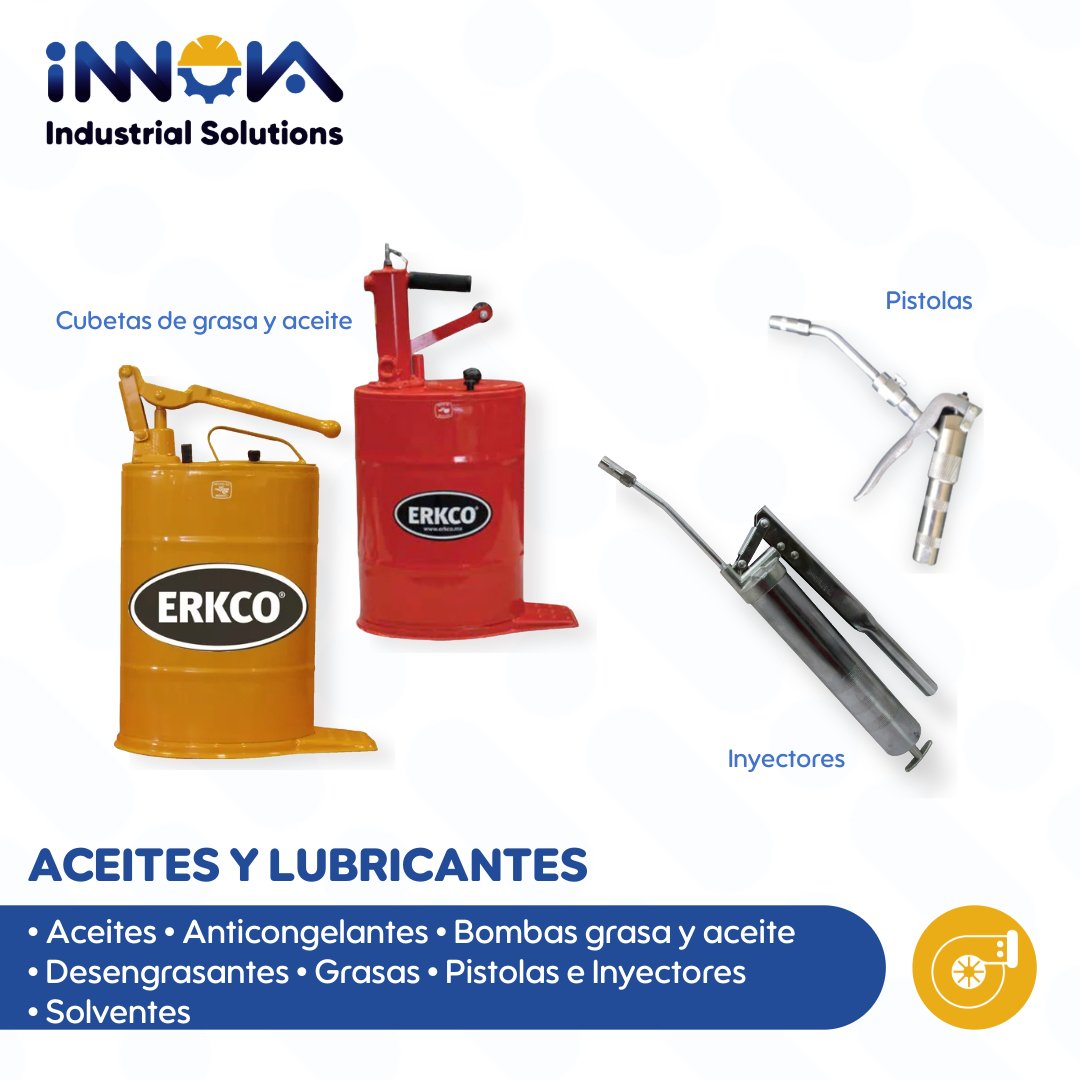 Equipo para manejo de grasa y aceite, gallinas, pistolas, cubetas e inyectores.